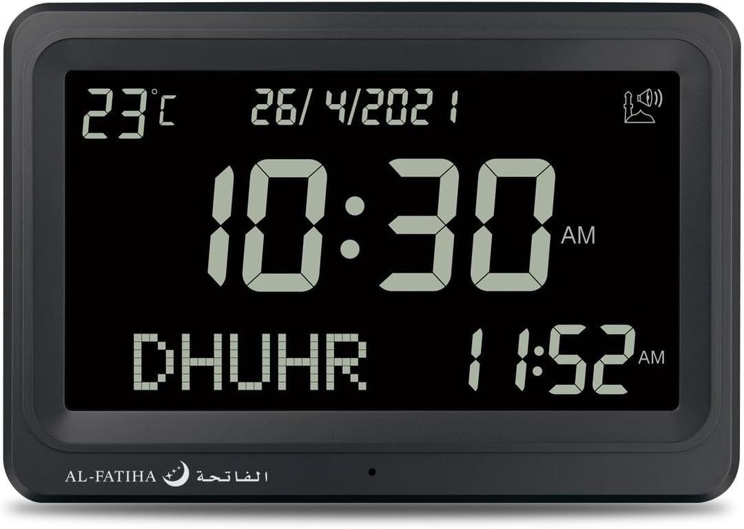 Azan Clock, Automatic Global Number 8 Azan Prayer Sound Muslim Prayer Clock for USA Home Decor (Black)