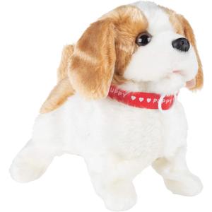 Happy Trails Interactive Plush Puppy Toy– Battery Operated Dog That Walks, Barks and Does Back Flips, Soft and Snuggly Fur, Stuffed Animal Robot , Brown