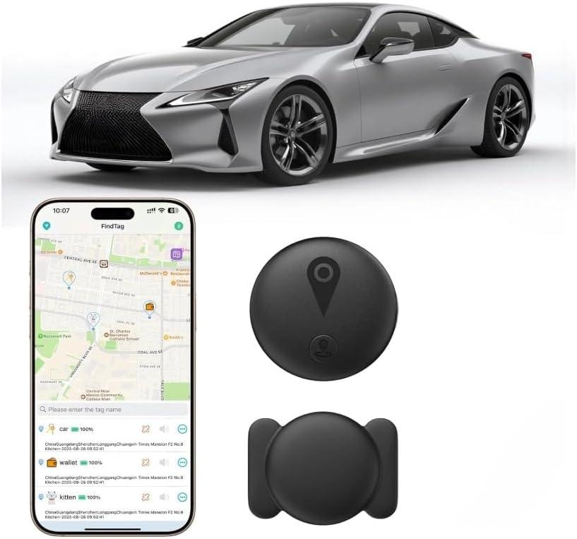 GPS Tracker for Vehicles - Car Tracker Device Hidden for Vehicles, Real-Time Mini Tracker Device for Vehicles, No Monthly Fee Subscription No SIM Card Required(Available for Android and iOS) (Black)