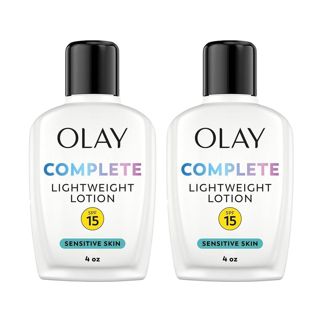 Olay Face Moisturizer, Complete with Sunscreen SPF 15, Daily Facial Lotion for Normal Skin, Lightweight Hydrating Broad Spectrum Sun Protection - Vitamin C, E, and Niacinamide - 6 Oz 2 Pack