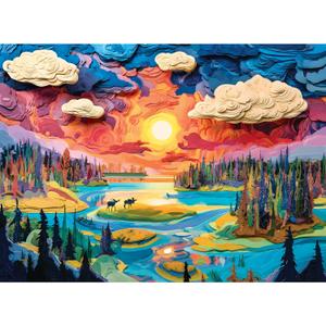 500 Piece Puzzle for Adults, Wild Animal Forest Jigsaw Puzzle, Colorful Sunset Landscape Adults Puzzle, Challenging Nature Scenery Puzzle, Family Activity Great Gift for Family Friends, 20.5 x 15 in