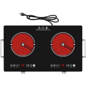 2 Burner Electric Cooktop 2400W, Portable Infrared Stove, Hot Plate