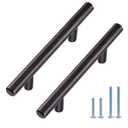 10 Pack Bronze Solid Cabinet Handles Drawer Pulls, 5.38-inch/136mm Length (3-inch Hole Center) Door Handle (1/2-inch Diameter) Kitchen Stainless Steel Cabinet Hardware Handle, Oil-Rubbed Bronze