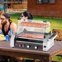 VEVOR Hot Dog Roller, 12 Hot Dog 5 Rollers, Stainless Steel Sausage Grill Cooker, 750W Commercial Hot Dog Machine with Dual Temp Control, Cover, Side Storage Box, Removable Shelf & Oil Drip Tray