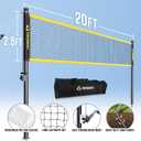 Professional Badminton Set with Carbon Fiber Badminton Rackets Set of 4, Outdoor Portable Badminton Net with Anti-Sag Winch System, 4 Nylon Badminton Shuttlecocks and Bag