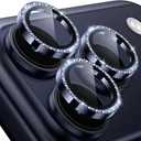 Hoerrye for iPhone 17 Pro Max/17 Pro Camera Lens Protector - [Top 9H+ Tempered Glass - 12FT Military Grade] HD Camera Screen Protector Cover Accessories Case Friendly,Glitter Deep Blue