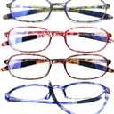 AQWANO 4 Pack Computer Reading Glasses Blue Light Blocking Lightweight TR90 Flexible Frame UV Protection Readers for Women Men +1.5