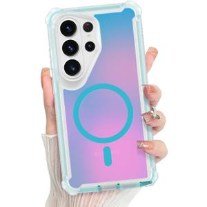 Bonoma for Samsung Galaxy S26 Ultra Case, Iridescent Back, Magnetic Support for MagSafe Shockproof Cover, Crystal and Corner High-Duty Protection for Girls Women -Green