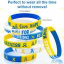 60 Pcs Down Syndrome Accessories Bulk Include 30 Blue Yellow Ribbon Awareness Silicone Bracelets and 30 Ehlers Danlos Syndrome EDS Special Education Badges Button Pins for Social Charity Event