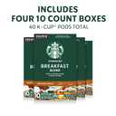 Starbucks K-Cup Coffee Pods, Medium Roast Hot or Iced Coffee, Breakfast Blend, 40 Keurig Pods (EXP 04/23/26)
