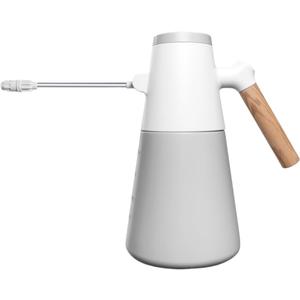 Electric Plant Mister with 180 Adjustable Long Nozzle, 2 Spray Modes, Battery Operated Garden Sprayer for Indoor Outdoor Plants Minimalist White Design with Wood Grain Handle