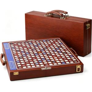 Solid Wood Deluxe Crossword Board Game with Rotating Board,Fold Design | Large Size Board,2 mm Raised Letter Grid,100 Letter Block,10 Blank Piece,4 Shelve,Scoreboard Set,Hourglassfor 2-4 Player
