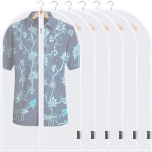 BALEINE 40'' Translucent Garment Bags, 6 Packs PEVA Dress Bag for Closet Clothes Dresses Suit Coats Storage (White, 6PK)