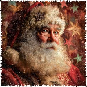 MEATRN Santa Claus Wooden Puzzles 479 Pcs Unique Shaped Holiday Wood Jigsaw Puzzle with Storage Box, Festive Family Game for Parents & Kids 15.9x15.9 Inch (Large)