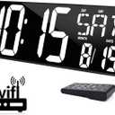 XREXS 16.5 in Large Display Wall Clock with Temperature/Date/Week, LED Big Digital Timer Clock with Remote Control, Alarm Clock for Home and Office, Auto-dimming