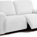 ULTICOR Jacquard Design Extra Wide 75" - 100", Reclining 2 Seater Sofa, Extra Wide 2-Piece Reclining LoveSeat Slipcover, Reclining Sofa Covers, Thick, Soft, Washable (White)