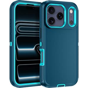 for iPhone 17 Pro Max Case [Shockproof] [3-Layer] [Military-Grade] Full Body Protection Rugged Heavy Duty Cover Case for iPhone 17 Pro Max,Turquoise