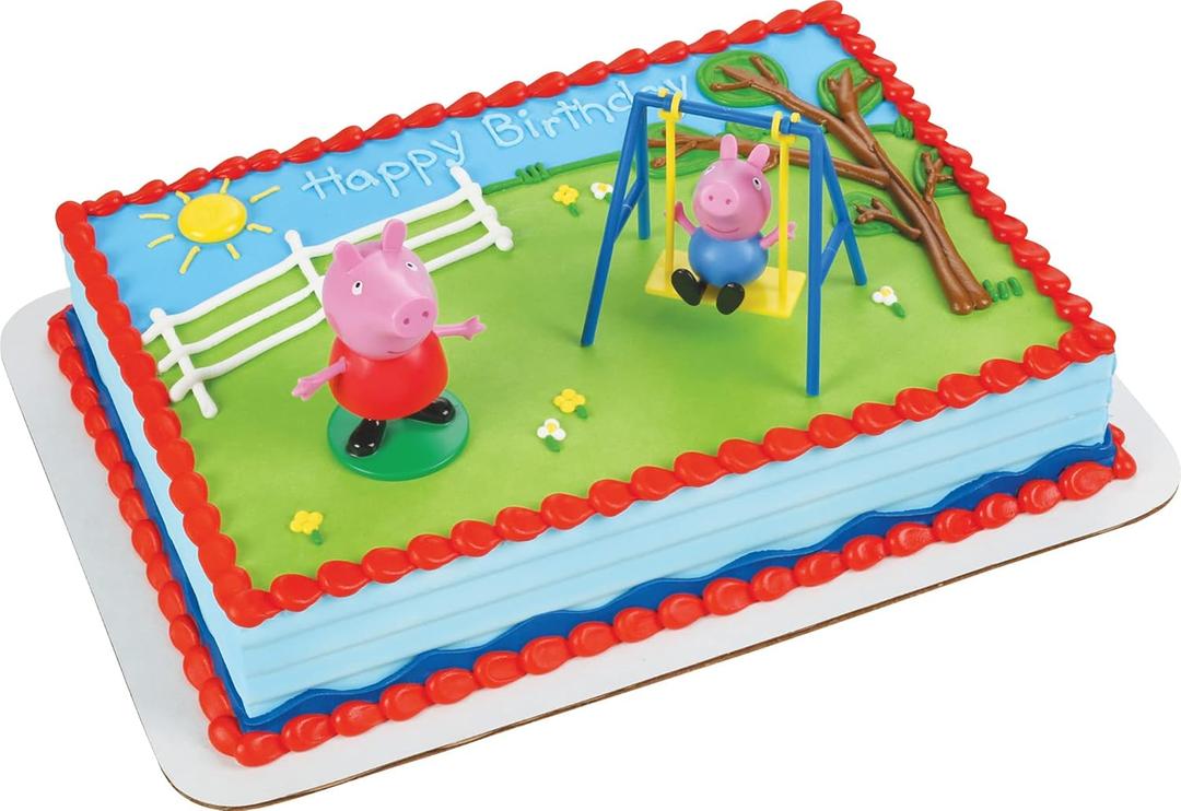 Decopac Peppa Pig Swing Set DecoSet Cake Decoration Topper Pink, 3.2" x 1.8"