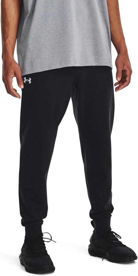 Under Armour Men's Rival Fleece Joggers (Medium, (001) Black / / White)