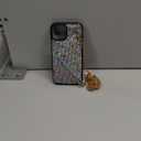 Omorro for iPhone 14 Bling Case with Glitter Diamond Sequins, Small Credit Card Cash Holder Wallet Case, Shiny Crossbody Chain, Hard PC Back Protective Girly Stand Case - White