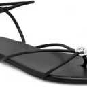Strappy Flat Sandals for Women Comfortable Open Round Toe Sandals Dressy Beach Thong Flip Flop Slides