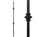 S02-Wrought Iron Balusters Set of 10 Hollow Double Knuckle Balusters - Decorative Metal Balusters for Decks Spiral Stair Railing - 1/2 -inch Iron Spindles Satin Black Metal Railing