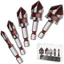 5PCS Countersink Drill Bit Set, 82 Degree HSS Counter Sink Drill Bits for Wood, Metal, Plastic, 1/4"-3/4" with 1/4" Hex Shank Countersink Bit Set