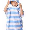 TBEZY Toddler Bath Towel Poncho Thick Cotton Striped Beach Towels for Kids Gifts (2-6)