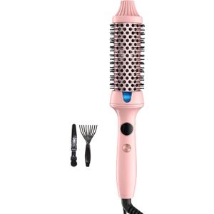 1.5 Thermal Brush for Voluminous Blowout Curls, Negative Ion Heated Round Brush for Shiny & Anti-frizz Styling, 12 Heat Settings for All Hair Type, Dual Voltage, Even Heat Distribution