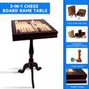 GSE Games & Sports Expert Wooden 3-in-1 Chess Checkers Backgammon Game Table Set with Game Pieces. Game Room Furniture