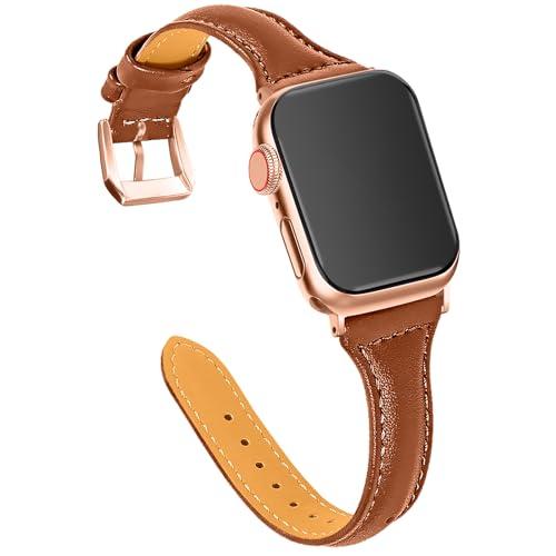OULUCCI Leather Bands Compatible Apple Watch Bands For Women 38mm 40mm 41mm 42mm 44mm 45mm 46mm 49mm, Top Grain Leather Band Replacement Strap for iWatch Ultra SE SE2 Series 11 10 9 8 7 6 5 4 3 2 1