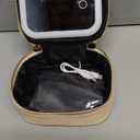 Mini Makeup Bag with Led Mirror,Small Travel Make up Bag 3 Light Modes Adjustable Brightness, for Women Organizer Cosmetic Bag, Portable Travel Train Toiletry Bag, for Pool Parties Work Touch-Ups (Beige)