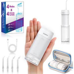 2026 New Portable Water Flosser for Teeth, 4 Modes & 4 Intensity Levels, Mini Small Design with Exquisite Travel Case, Removable Tank, IPX7 Waterproof, Cordless Dental Oral Irrigator (White)