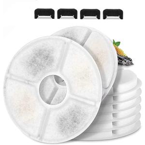 Cat/Pet Water Fountain Filters, 12 Pieces Set Pack of 8 Replacement Filter Fit for 81oz/2.4L, 3 Filtration System with 4 PreFilter Sponges