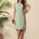 Women Business Sheath Midi Dress, 2025 Summer Sleeveless A-line Slimming Work Pencil Skirt (Gray, XS)