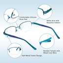 DEHOTRE Progressive Multifocal Reading Glasses Women No Line Bifocal Readers with Nose Pad Metal Half Frame Mid-Near Range