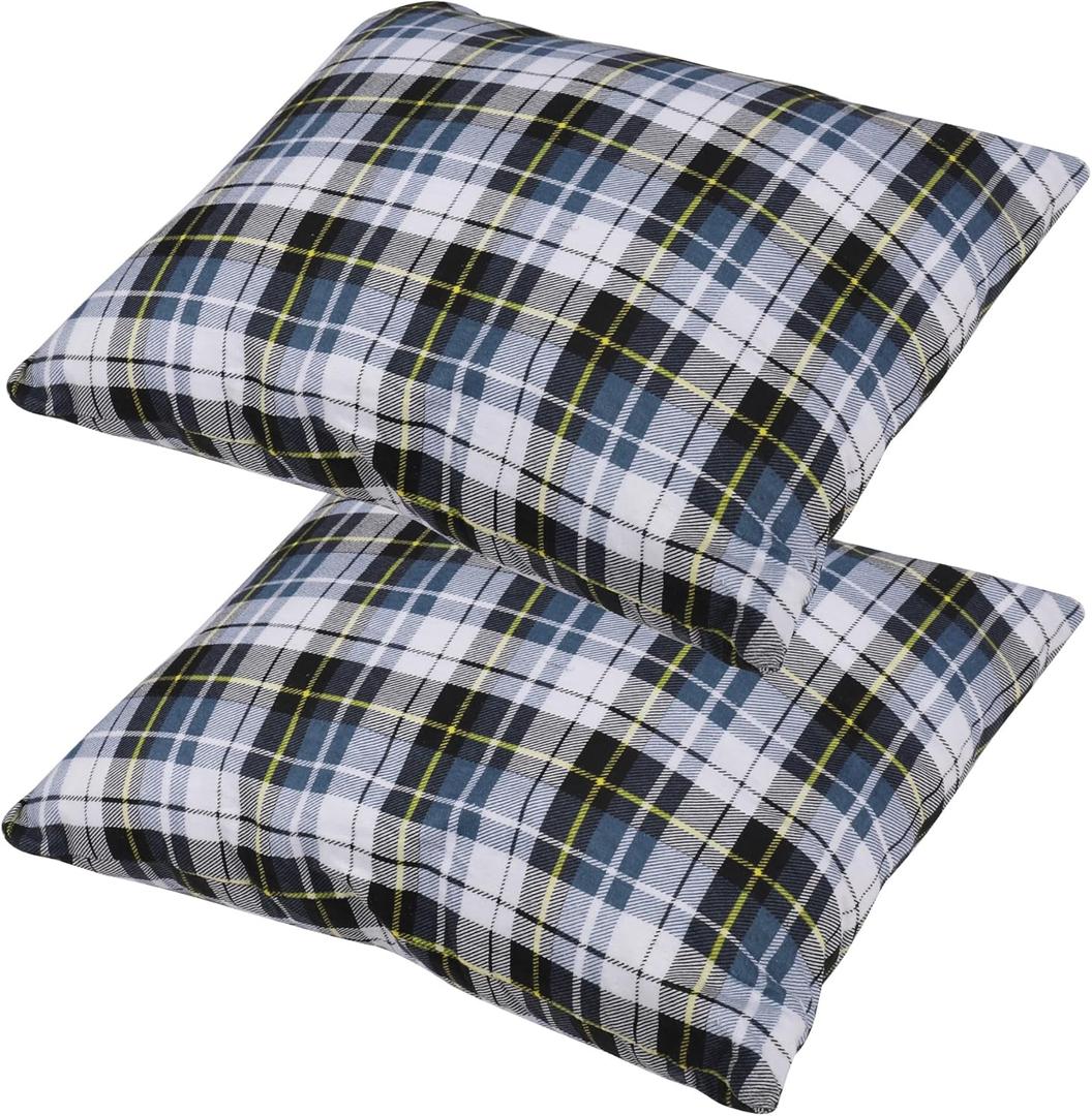 REDCAMP Small Camping Pillow Lightweight and Compressible, 2PCS Flannel Travel Pillow with Removable Pillow Cover (Thicker Blue and Grey 2 Pack)