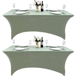 121 2-Pack 6ft Spandex Table Covers for Rectangle Standard Folding Tables - Wrinkle Resistant Stretch Tablecloths - Ultimate Fitted Table Protector for Parties, Banquet, and Wedding