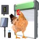Automatic Chicken Coop Door Solar-Powered Chicken Coop Door with Remote Control - Smart Timer & Light Sensor, Anti-Pinch Safety Design, Large Weatherproof Entry for Poultry (Green)