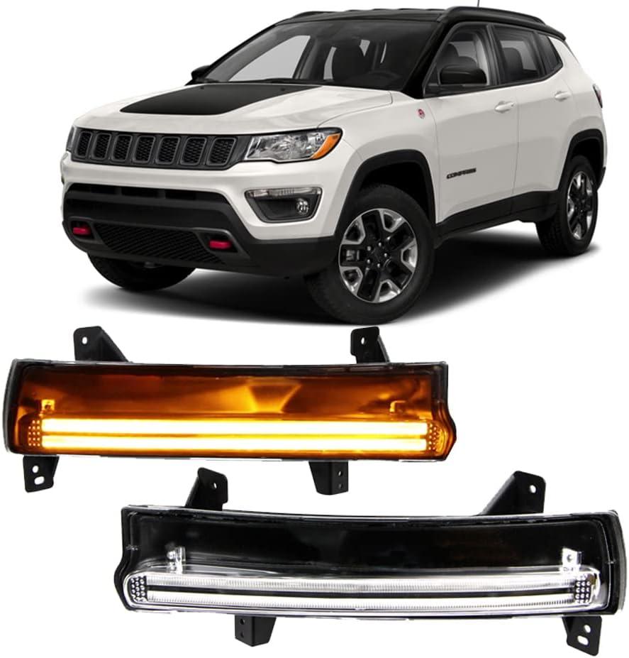 Dreamseek LED DRL Driving Fog Lamp for Jeep Compass 2017 2018 2019 2020 2021 Front Daytime Running Light with Dynamic Sequential Turn Signal