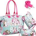 LitBear Mommy Bag for Hospital, Hospital Tote for Labor and Delivery, Large Capacity Waterproof Mommy Organizer, Multifunction Overnight Tote for Women, Mom Bag with Straps (Blue Floral)