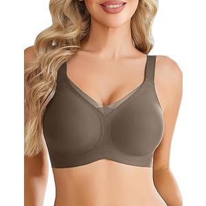 Avidlove Womens Seamless Bras No Underwire V Mesh Comfort Bralette Full Coverage Push Up Everyday T-Shirt Bra (Large)