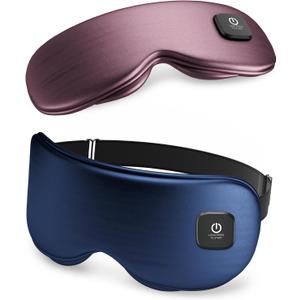 Heated Eye Mask - Cordless Eye Mask for Dry Eyes, Eye Relief, Improved Sleep, Washable Eye Heating pad for Travel and with Replaceable Shell (Blue)