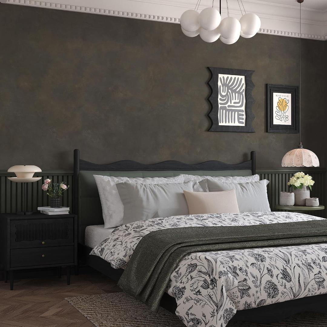 JSEVEM 31"×157" Extra Thick Wide Dark Brown Tan Charcoal Grey Rusty Concrete Wallpaper Peel and Stick Metallic Concrete Contact Paper Vinyl Matte Stickers for Bedroom Bathroom Living Room Office Walls