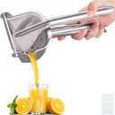 Real Stainless Steel Lemon Squeezer Citrus Juicer Hand Press Heavy Duty Manual Squeeze Juice Extractor Maker Orange Lime Grapefruit Presser - Bonus 50 Pcs Filter Bags (Large, Silver)