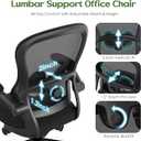 Office Chair Ergonomic Desk Chair - Mesh Comfy Home Desk Office Chairs with Wheels Adjustable Lumbar Support Flip up Armrest Executive Rolling Swivel Teacher Task Computer Chair Black