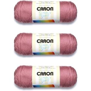 Caron Simply Soft Plum Wine Yarn - 3 Pack of 170g/6oz - Acrylic - 4 Medium (Worsted) - 315 Yards - Knitting/Crochet
