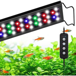 AQQA Aquarium Light,Full Spectrum Fish Tank Light for Plants,3 Mode+Timer+Adjustable Brightness,High Brightness LED Beads with Extendable Brackets for Freshwater (30W for 40-48inch)