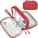 FYY Electronic Organizer, Large Travel Cable Organizer Bag Pouch Electronic Accessories Carry Case Portable Waterproof Double Layers All-in-One Storage Bag for Cable, Cord, Charger, Phone, Red