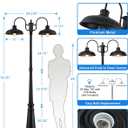 Dusk to Dawn Outdoor Lamp Post Light 2-Head, Outdoor Post Light Street Light Post for Outside with Sensor, Waterproof Black Farmhouse Pole Lighting Fixture for Backyard Garden Patio Driveway